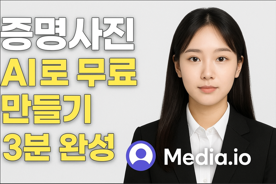 증명사진 AI로 무료 만들기 3분 완성법 (Media.io 활용)